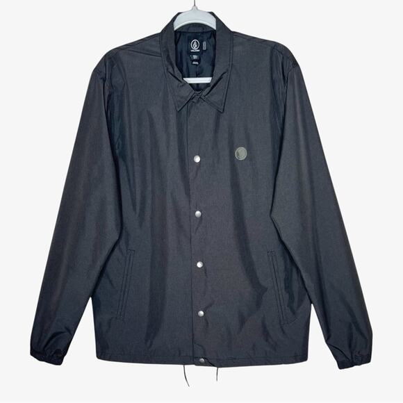 Volcom Mens Snap Front Jacket  L Dark Gray Lightweight Water Resistant A1541551 - Picture 1 of 10